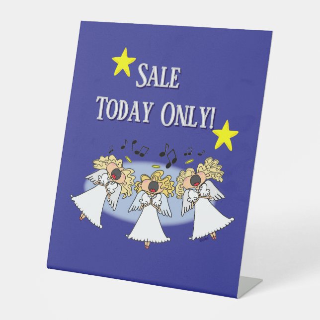 Cartoon Angel Choir Customisable Pedestal Sign (Front)
