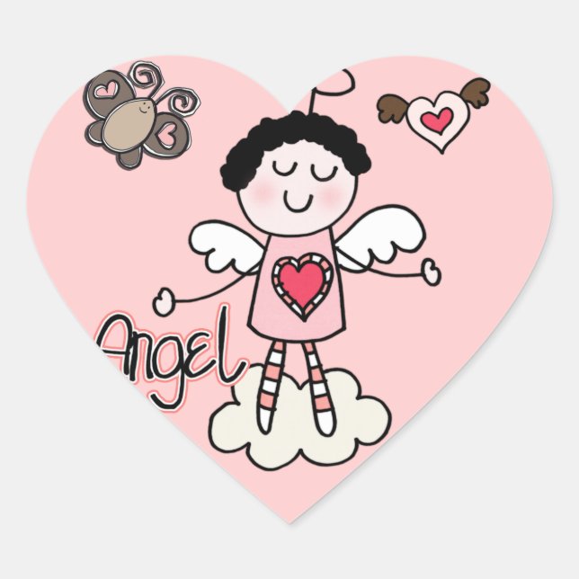 Cartoon Angel Heart Sticker (Front)
