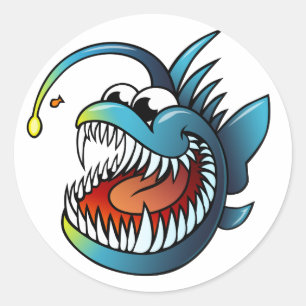 Cartoon Angler Fish Classic Round Sticker