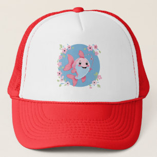 Cartoon Angler Girl T-Shirt Trucker Hat