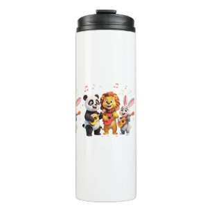 🎵 Cartoon Animal Music Party – Fun & Cute Musical Thermal Tumbler