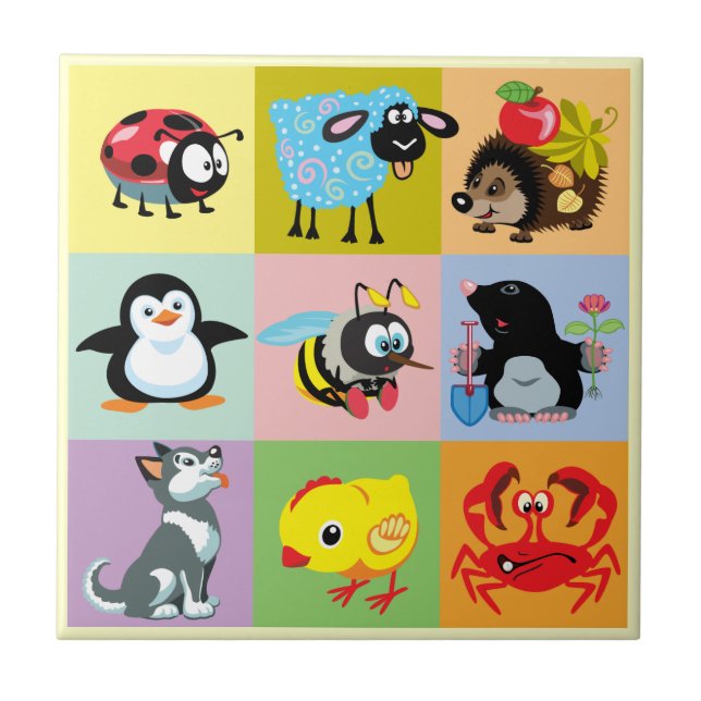 cartoon animals for kids tile (Front)