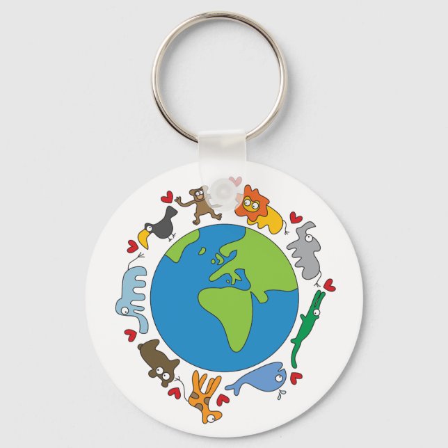 Cartoon Animals of the World Keychain (Front)