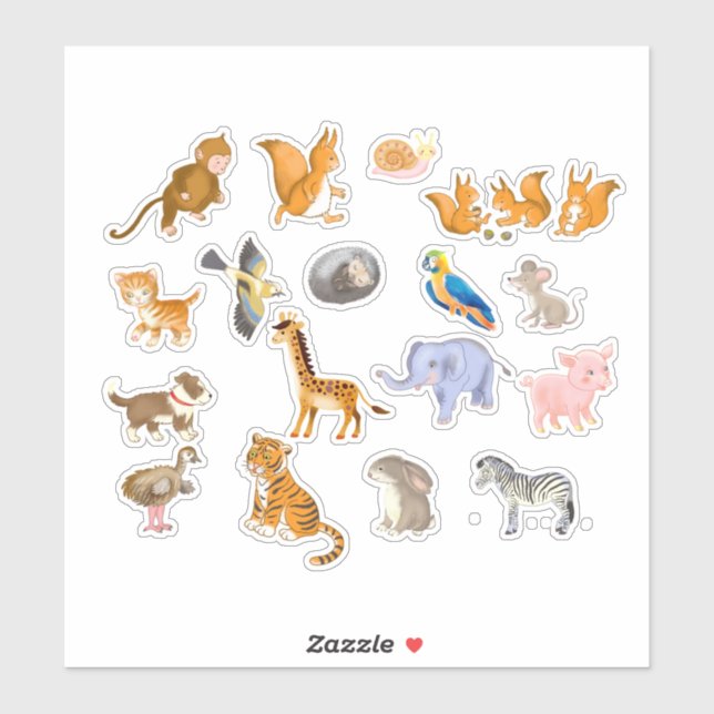 Cartoon Animals , planner stickers  (Sheet)