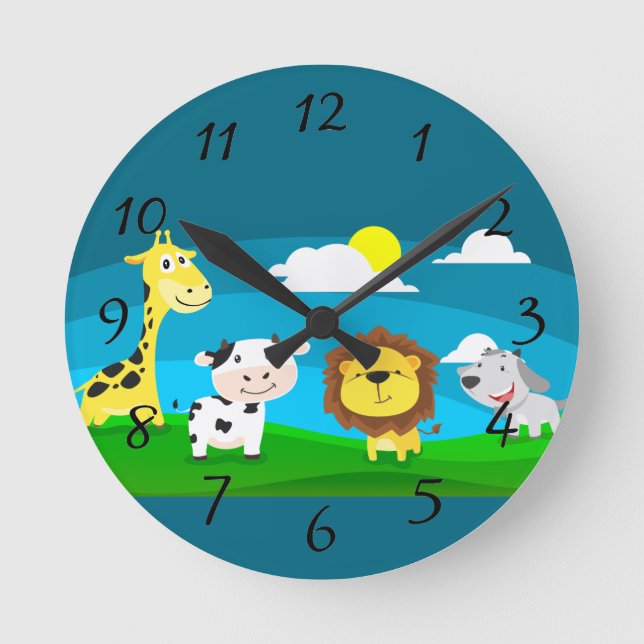 Cartoon animals        round clock (Front)