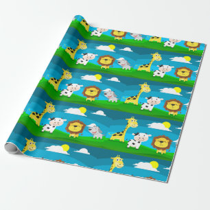 Cartoon animals     wrapping paper