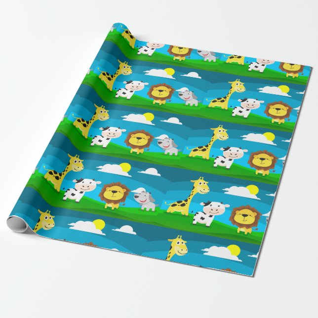 Cartoon animals     wrapping paper (Unrolled)