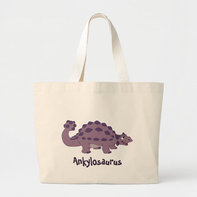 Cartoon Ankylosaurus Large Tote Bag (Front)