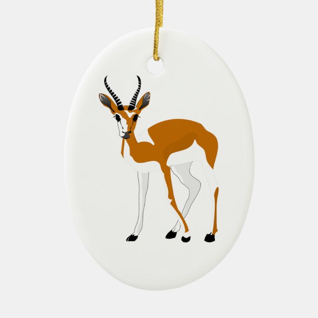 Cartoon Antelope Ceramic Tree Decoration (Front)