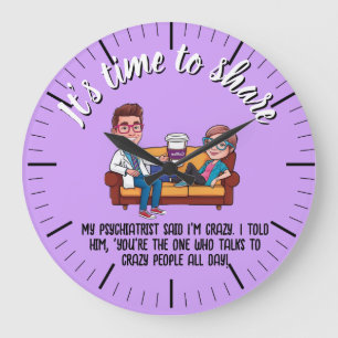 cartoon ANTISTRESS psychiatrist medical doctor fun Large Clock