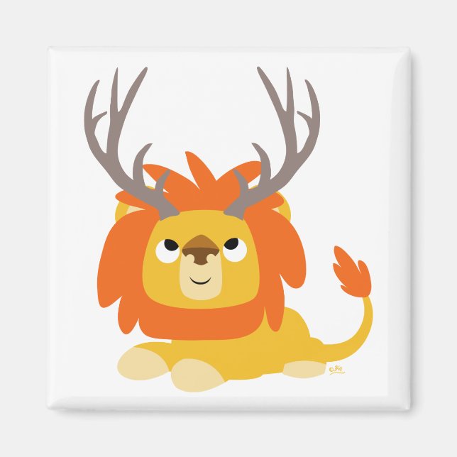 Cartoon Antlered Lion magnet (Front)