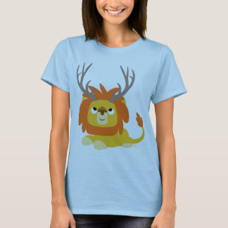 Cartoon Antlered Lion woman T-shirt
