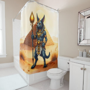 Cartoon Anubis – Egyptian God of the Afterlife  Shower Curtain