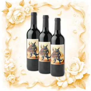 Cartoon Anubis – Egyptian God of the Afterlife Wine Label