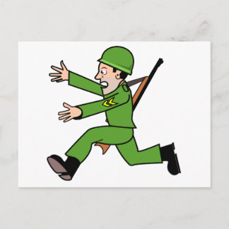 Cartoon Army Soldier Postcard
