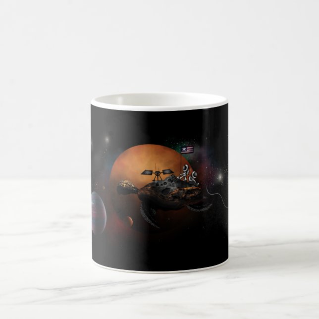 Cartoon Asteroid Astronauts Coffee Mug (Center)
