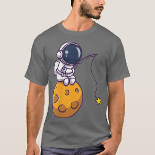 Cartoon Astronaut Fishing for Star Space Planet Th T-Shirt