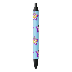 Cartoon Astronaut in Star Design Black Ink Pen