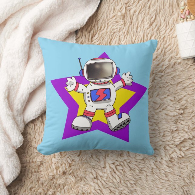 Cartoon Astronaut in Star Design Cushion (Blanket)