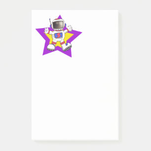Cartoon Astronaut in Star Design Post-it Notes