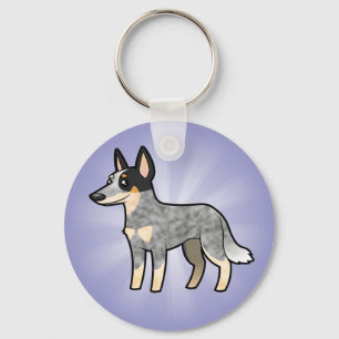 Cartoon Australian Cattle Dog / Kelpie Key Ring