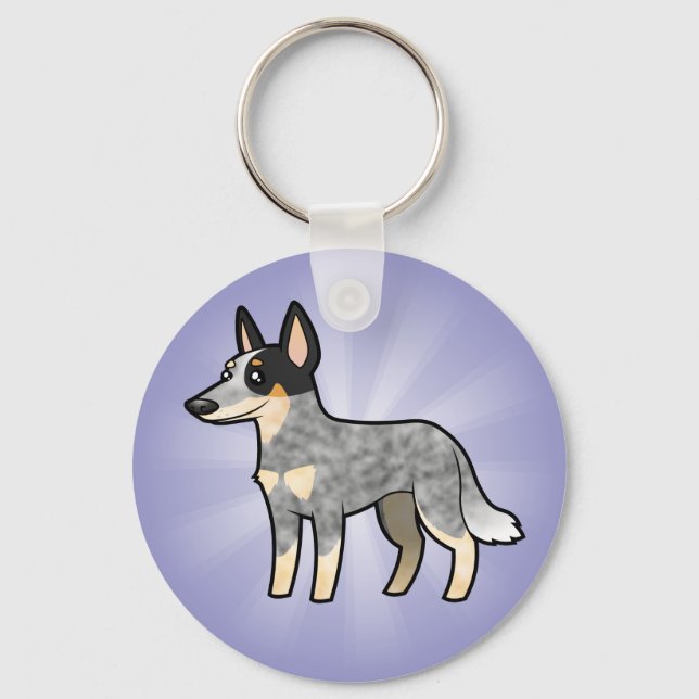 Cartoon Australian Cattle Dog / Kelpie Key Ring (Front)