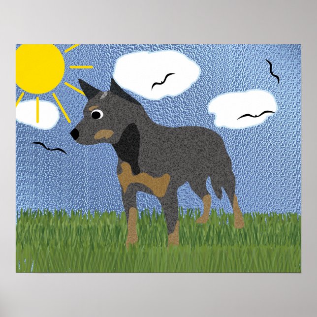 Cartoon Australian Cattle Dog Poster (Front)