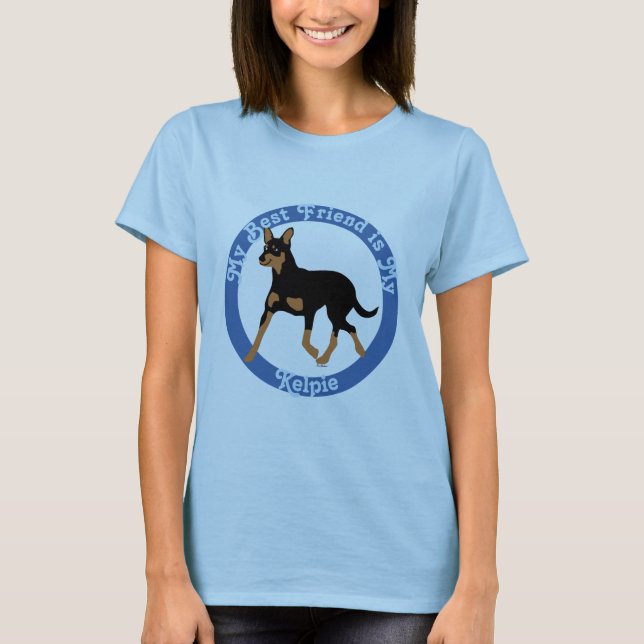 Cartoon Australian Kelpie Trotting 2 T-Shirt (Front)