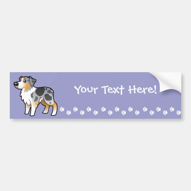 Cartoon Australian Shepherd Bumper Sticker (Front)