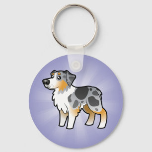 Cartoon Australian Shepherd Key Ring