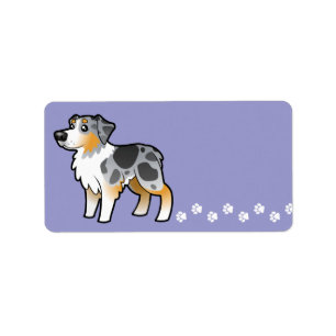 Cartoon Australian Shepherd Label