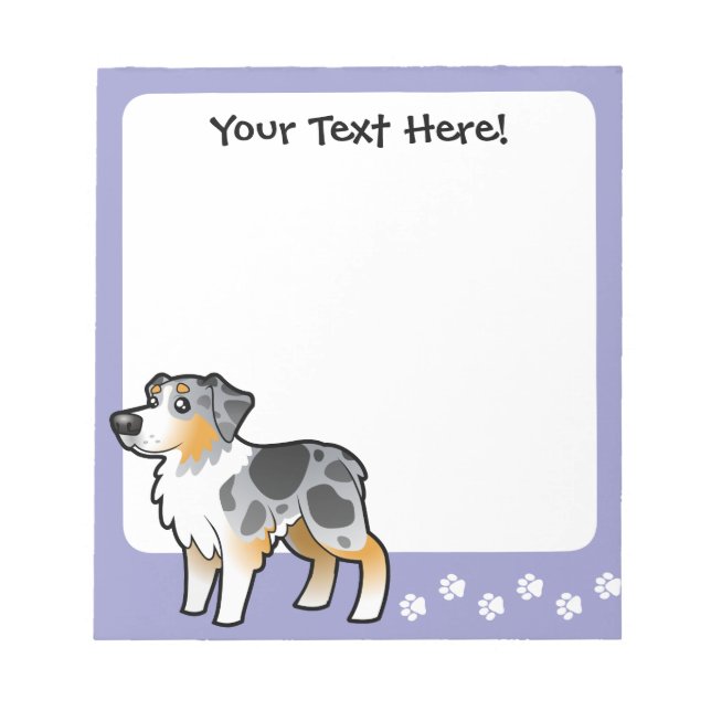 Cartoon Australian Shepherd Notepad (Front)