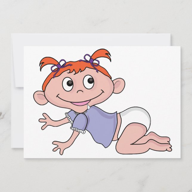 Cartoon Baby Crawling Invitations (Front)