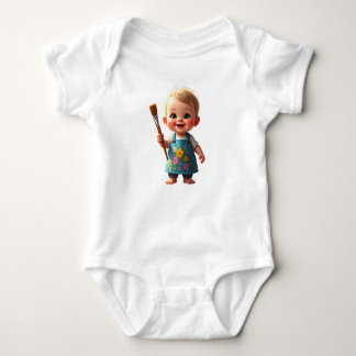 Cartoon baby dressed as an artist bodysuit