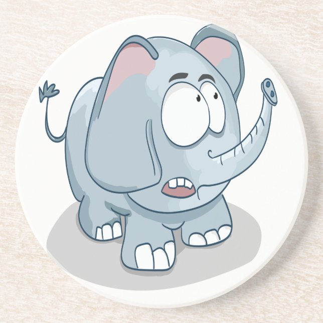 Cartoon baby elephant looking into the sky coaster (Front)