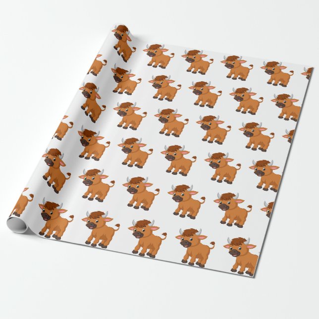 Cartoon baby ox wrapping paper (Unrolled)