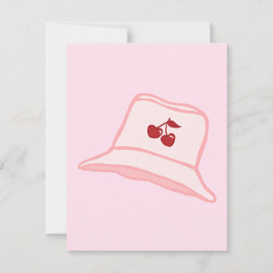 Cartoon Baby Pink Coquette Cherry Bucket Hat Card