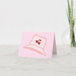 Cartoon Baby Pink Coquette Cherry Bucket Hat Thank You Card