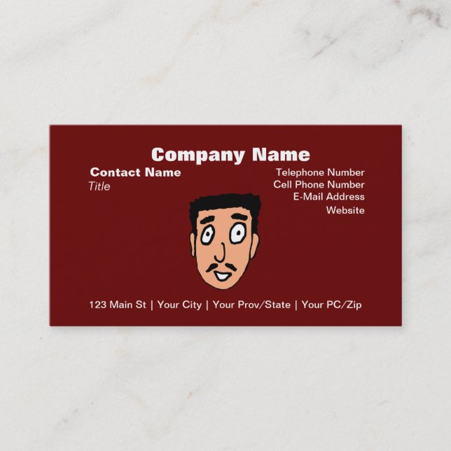Cartoon Bad Pick up Line Slimy Moustache Guy Business Card (Front)