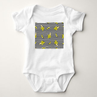 Cartoon banana patches: retro style. baby bodysuit