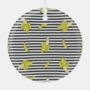 Cartoon banana patches: retro style. glass tree decoration