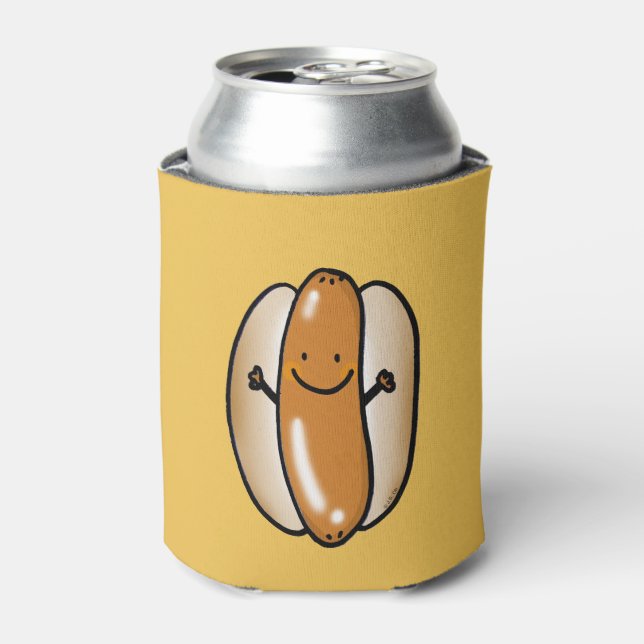 cartoon barbecue hot dog sausage can cooler (Can Front)