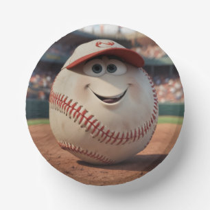 Cartoon Baseball Birthday Paper Bowls Plate