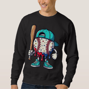 Cartoon Baseball Character Drip Sprinkles Art Sweatshirt