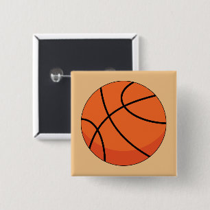 Cartoon Basketball Ball 15 Cm Square Badge