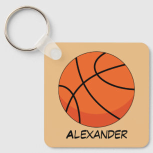 Cartoon Basketball Ball   Add Name Key Ring