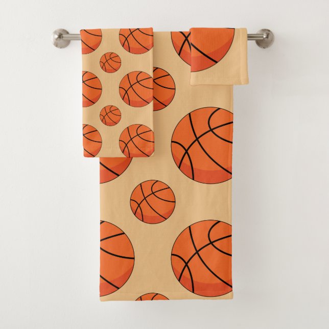 Cartoon Basketball Ball Bath Towel Set (Insitu)
