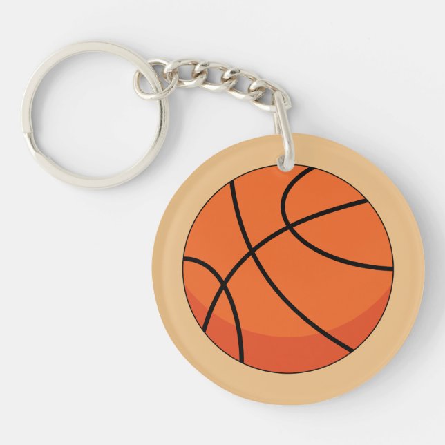 Cartoon Basketball Ball Key Ring (Front)