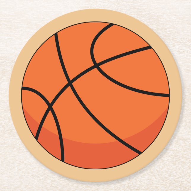 Cartoon Basketball Ball Round Paper Coaster (Front)