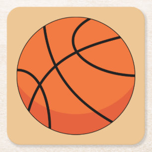 Cartoon Basketball Ball Square Paper Coaster